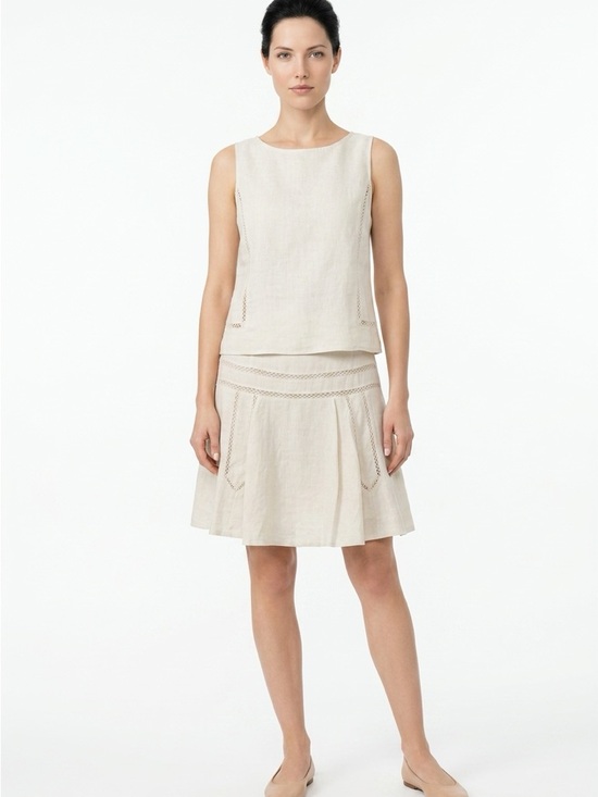 Lauren Ralph Lauren Dresses & Skirts - Lauren Ralph Lauren Linen Boho Embroidered Lattace Women's 12 Off White Skirt